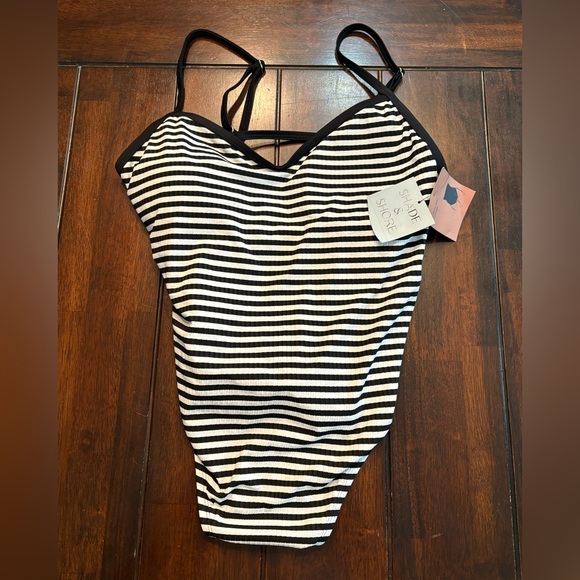 Shade & Shore Other - Shade & Shore Striped Black and White One Piece Swimsuit Size 12/14